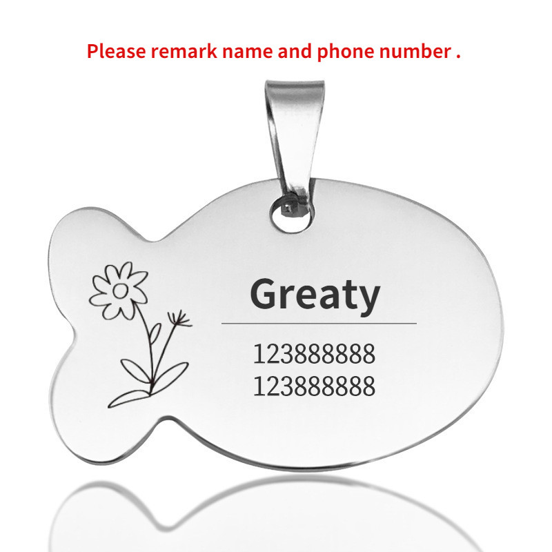 Etichetă de identificare pentru pisică Guler personalizat Etichetă pentru animale de companie Nume gravat Adresă de telefon pentru pandantiv cățel Medalie personalizată cu imprimare anti-pierdere Accesorii pentru câini