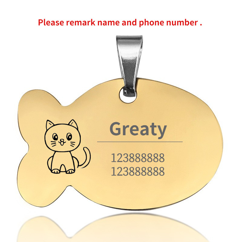 Etichetă de identificare pentru pisică Guler personalizat Etichetă pentru animale de companie Nume gravat Adresă de telefon pentru pandantiv cățel Medalie personalizată cu imprimare anti-pierdere Accesorii pentru câini