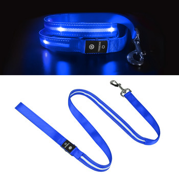 MASBRILL LED каишка за кучета USB акумулаторна мигаща светлина Водоустойчива лека найлонова мрежа Мека подплата Обучение за ходене