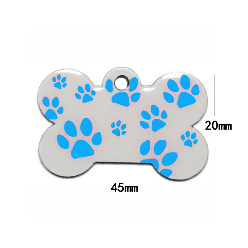 Etichetă personalizată de identificare pentru câine, etichetă cu nume de identificare gravată pe metal, pentru cățeluș, model de labe, etichetă pentru zgarda de câine, accesorii pentru animale de companie