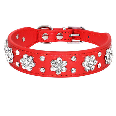 Guler pentru câini cu strass Guler pentru câini din piele cu cristal Bling pentru cățeluș Guler pentru animale de companie, reglabil pentru câini de talie mică, mijlocie, chihuahua, beagle