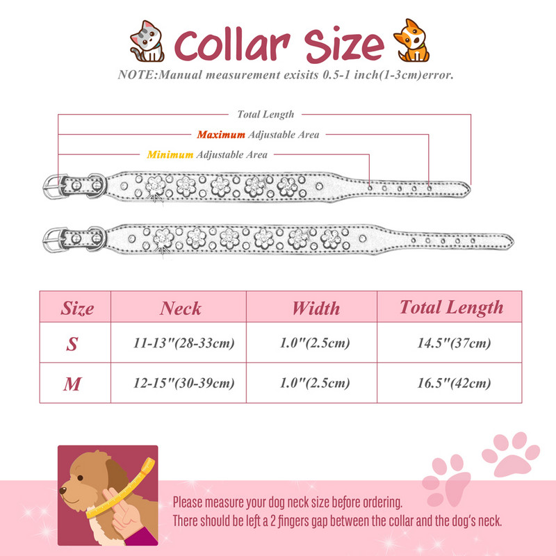 Guler pentru câini cu strass Guler pentru câini din piele cu cristal Bling pentru cățeluș Guler pentru animale de companie, reglabil pentru câini de talie mică, mijlocie, chihuahua, beagle