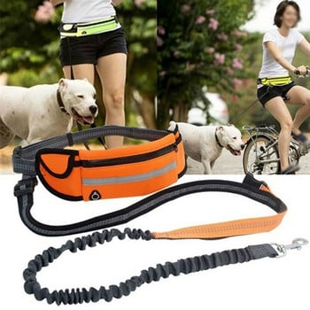 Каишка за кучета със свободни ръце с торбичка с цип Издръжливо отразяващо бънджи за средни до големи кучета Разходка Джогинг и тичане