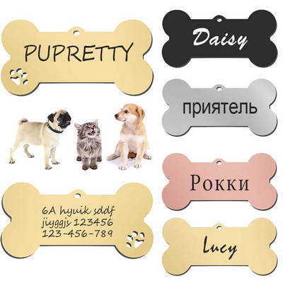 Etichetă de identificare pentru animale de companie, breloc personalizat, gravat gratuit, pentru pisică, cățeluș, etichetă de câine, breloc cu pandantiv, oase, oase, accesorii pentru animale de companie