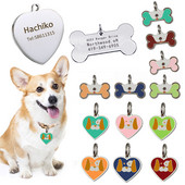 Δημιουργικό μενταγιόν για κατοικίδια με γράμματα σε σχήμα καρδιάς Ετικέτα σκύλου Anti-lost Bone Dog κολιέ Χαριτωμένο μεταλλικό μπρελόκ