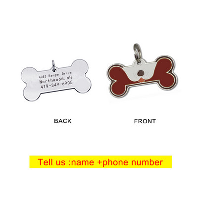 Δημιουργικό μενταγιόν για κατοικίδια με γράμματα σε σχήμα καρδιάς Ετικέτα σκύλου Anti-lost Bone Dog κολιέ Χαριτωμένο μεταλλικό μπρελόκ
