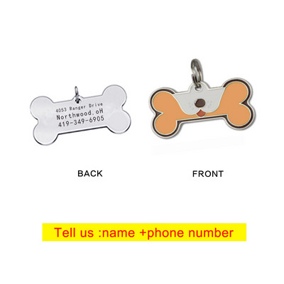 Δημιουργικό μενταγιόν για κατοικίδια με γράμματα σε σχήμα καρδιάς Ετικέτα σκύλου Anti-lost Bone Dog κολιέ Χαριτωμένο μεταλλικό μπρελόκ