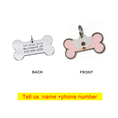 Δημιουργικό μενταγιόν για κατοικίδια με γράμματα σε σχήμα καρδιάς Ετικέτα σκύλου Anti-lost Bone Dog κολιέ Χαριτωμένο μεταλλικό μπρελόκ