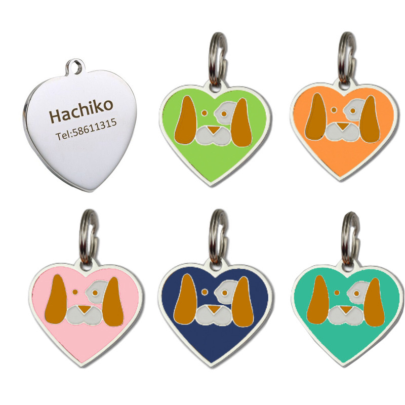 Δημιουργικό μενταγιόν για κατοικίδια με γράμματα σε σχήμα καρδιάς Ετικέτα σκύλου Anti-lost Bone Dog κολιέ Χαριτωμένο μεταλλικό μπρελόκ
