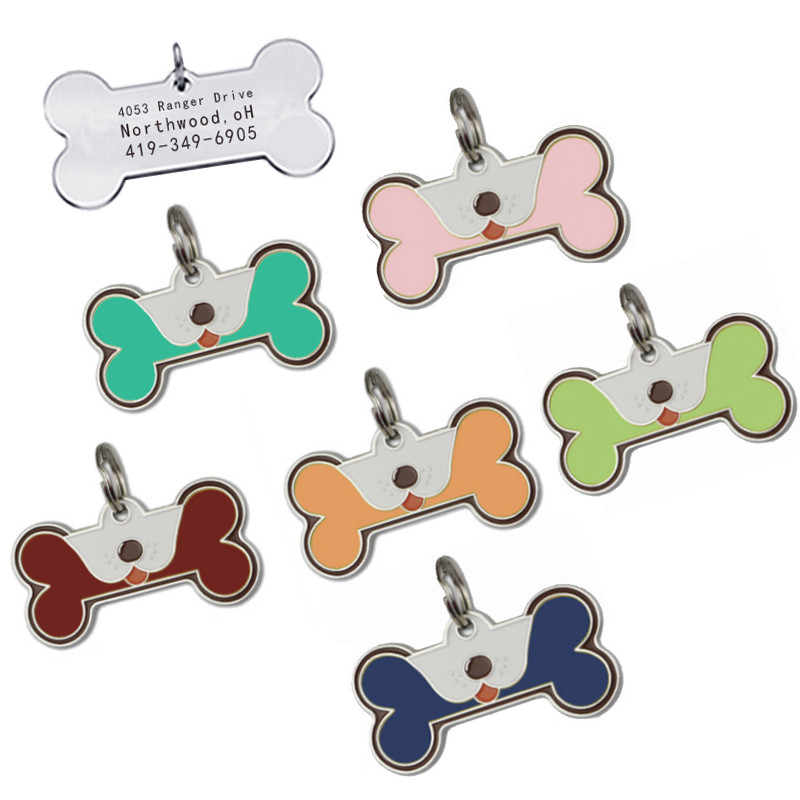 Δημιουργικό μενταγιόν για κατοικίδια με γράμματα σε σχήμα καρδιάς Ετικέτα σκύλου Anti-lost Bone Dog κολιέ Χαριτωμένο μεταλλικό μπρελόκ