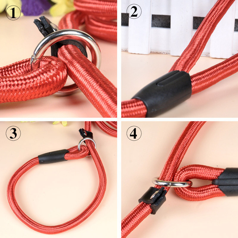 Koera jalutusrihm P-nöör lemmikloomade jalutusrihm P-ketiga Vastupidav nailonist libisemisnöör Väike, keskmine lemmiklooma kutsikatarvikud Reguleeritav koera rihm kaelarihm