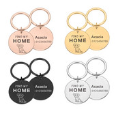 Animale de companie personalizate Pisici Câini Etichete de identificare Găsește-mi casa cu plăcuță de identificare pentru animale de companie pandantiv Nume gravat Tel pentru pisică Cățeluș Accesorii pentru guler