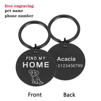 Animale de companie personalizate Pisici Câini Etichete de identificare Găsește-mi casa cu plăcuță de identificare pentru animale de companie pandantiv Nume gravat Tel pentru pisică Cățeluș Accesorii pentru guler