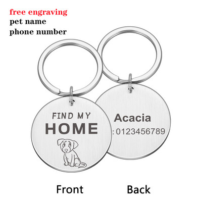 Animale de companie personalizate Pisici Câini Etichete de identificare Găsește-mi casa cu plăcuță de identificare pentru animale de companie pandantiv Nume gravat Tel pentru pisică Cățeluș Accesorii pentru guler