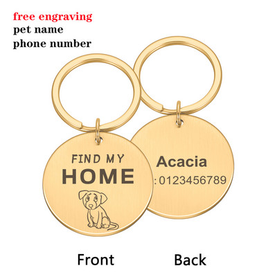 Animale de companie personalizate Pisici Câini Etichete de identificare Găsește-mi casa cu plăcuță de identificare pentru animale de companie pandantiv Nume gravat Tel pentru pisică Cățeluș Accesorii pentru guler