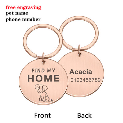 Animale de companie personalizate Pisici Câini Etichete de identificare Găsește-mi casa cu plăcuță de identificare pentru animale de companie pandantiv Nume gravat Tel pentru pisică Cățeluș Accesorii pentru guler