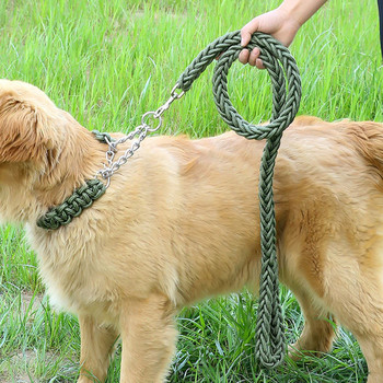 Каишка за кучета Издръжливо найлоново плетено въже Здраво 120 см каишка за кучета Удобно кръгло въже за обучение на домашни любимци за малки, средни големи кучета