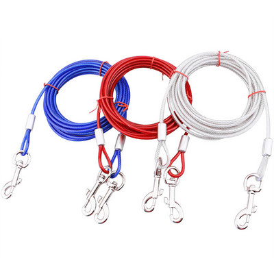 3 м кабел за връзване на кучета Стоманено телено въже Кабел за връзване за кучета Тежък кабел за връзване на домашни любимци Аксесоари за къмпинг на открито за кучета