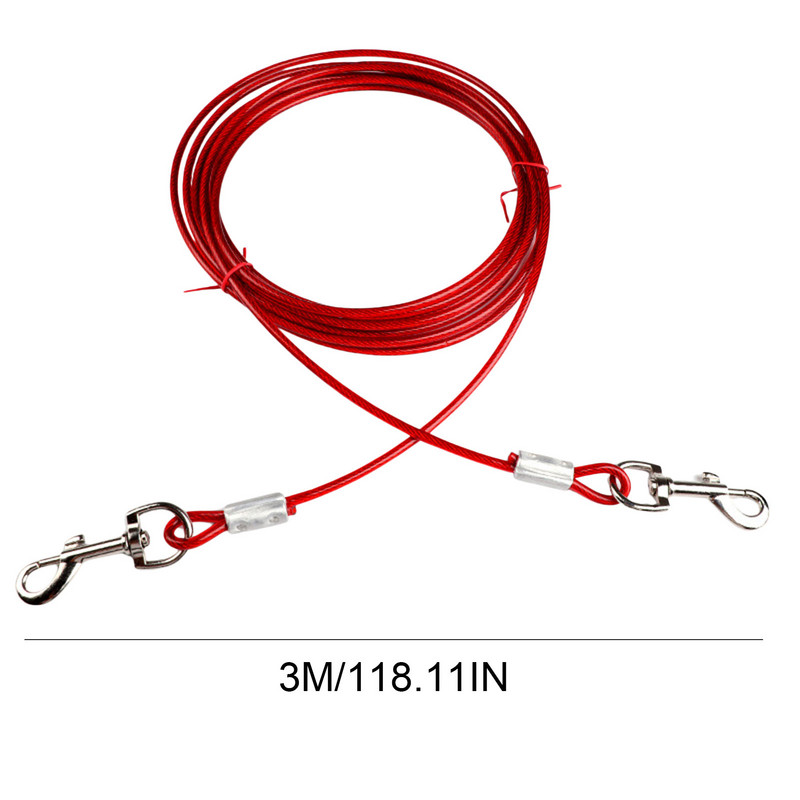 3 m šunų pririšimo kabelis Plieninės vielos lyno surišimo kabelis šunims Sunkus naminių gyvūnėlių pririšimo kabelis Lauko šunų stovyklavimo priedai
