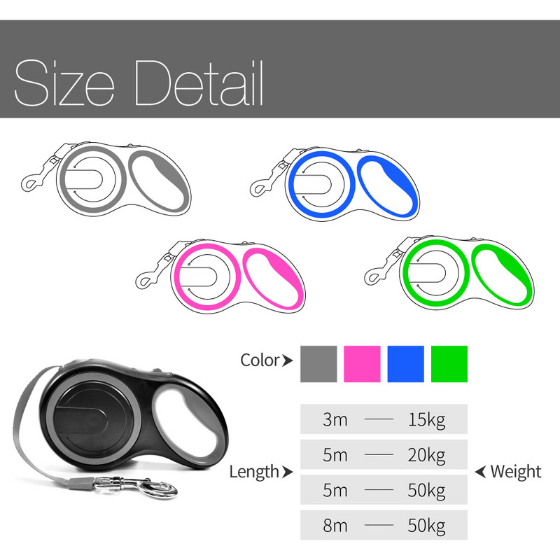 Lesă lungă pentru animale de companie pentru câini mari Lesă pentru câini de talie mare, automată, retractabilă, durabilă, din nailon, extensibilă, pentru cățeluș mic, frânghie de tracțiune, centură de plumb