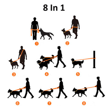 8 в 1 PVC водоустойчива каишка за кучета Smlla Средно големи каишки за кучета Обучение за припомняне Проследяване Послушание Дълъг повод Планинско катерене Rop