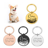 Nume personalizat Etichete de identificare pentru animale de companie Flori Pisici Câini Plăcuță de identificare Pandantiv Adresă gravată gratuită Tel pentru pisică Cățeluș Accesorii pentru guler de câine