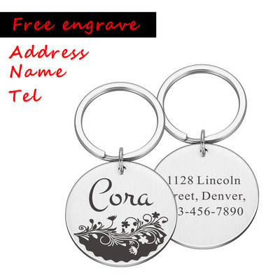 Nume personalizat Etichete de identificare pentru animale de companie Flori Pisici Câini Plăcuță de identificare Pandantiv Adresă gravată gratuită Tel pentru pisică Cățeluș Accesorii pentru guler de câine