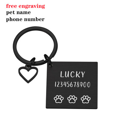Personalizēta kaķa suņa mājdzīvnieka identifikācijas zīme pazaudēta iegravēts mājdzīvnieka ID nosaukums kaķa kucēnam, suņa kaklasiksnas birkas piekariņš atslēgu piekariņš mājdzīvnieku piederumi