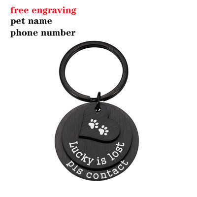 Personalizēta kaķa suņa mājdzīvnieka identifikācijas zīme pazaudēta iegravēts mājdzīvnieka ID nosaukums kaķa kucēnam, suņa kaklasiksnas birkas piekariņš atslēgu piekariņš mājdzīvnieku piederumi