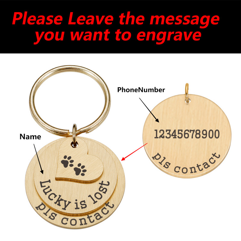 Personalizēta kaķa suņa mājdzīvnieka identifikācijas zīme pazaudēta iegravēts mājdzīvnieka ID nosaukums kaķa kucēnam, suņa kaklasiksnas birkas piekariņš atslēgu piekariņš mājdzīvnieku piederumi