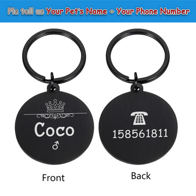 Etichete de identificare gravate pentru animale de companie. Număr de nume de identificare personalizat pentru animale de companie