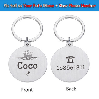Etichete de identificare gravate pentru animale de companie. Număr de nume de identificare personalizat pentru animale de companie
