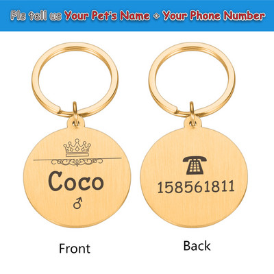 Etichete de identificare gravate pentru animale de companie. Număr de nume de identificare personalizat pentru animale de companie