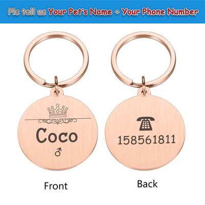 Etichete de identificare gravate pentru animale de companie. Număr de nume de identificare personalizat pentru animale de companie