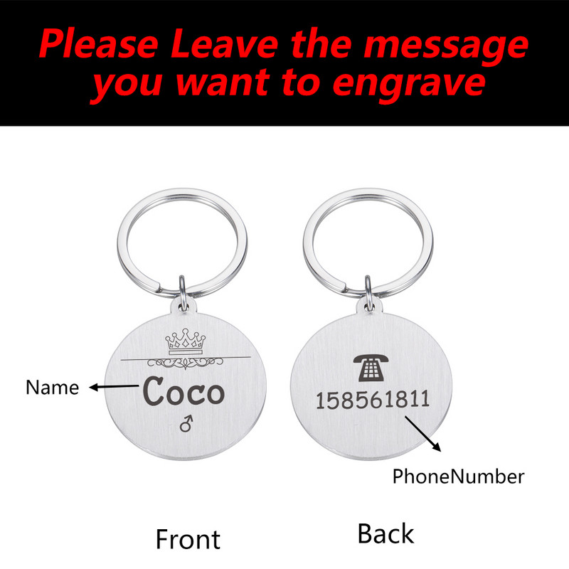 Etichete de identificare gravate pentru animale de companie. Număr de nume de identificare personalizat pentru animale de companie