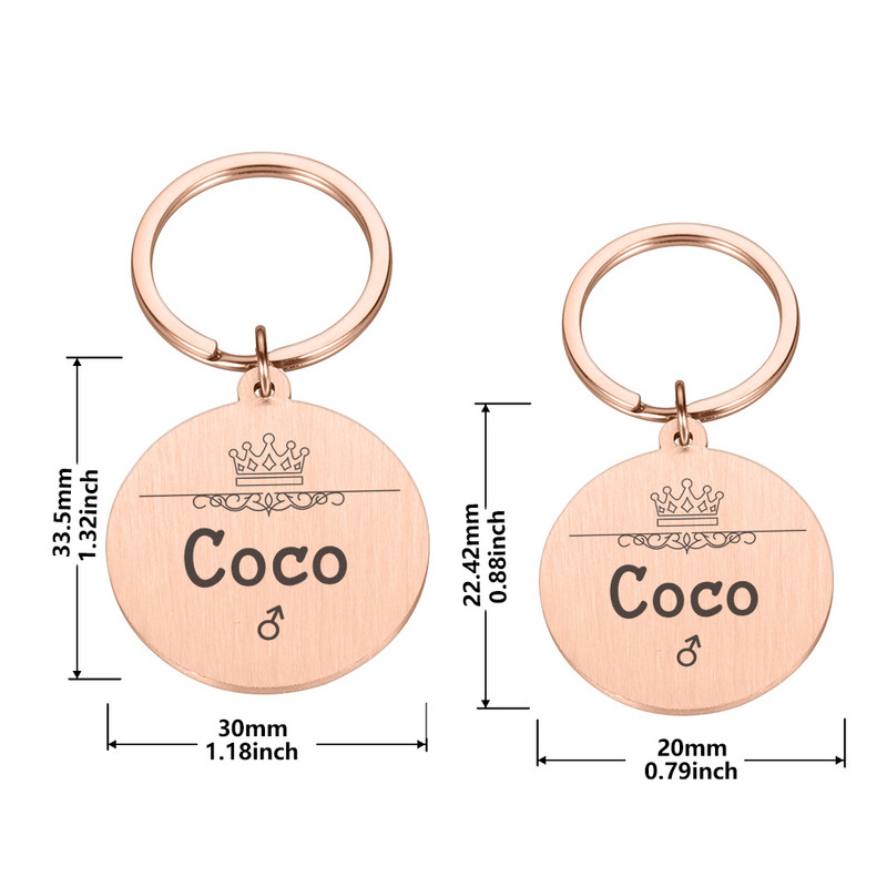 Etichete de identificare gravate pentru animale de companie. Număr de nume de identificare personalizat pentru animale de companie