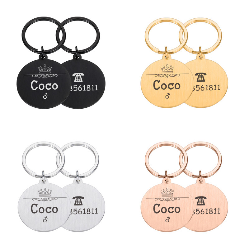 Etichete de identificare gravate pentru animale de companie. Număr de nume de identificare personalizat pentru animale de companie