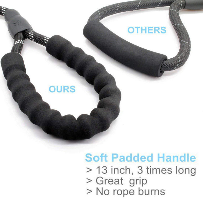 Ανακλαστικό λουρί σκύλου για μεγάλα σκυλιά Thicken Nylon Dog Leash Dropshipping Άνετη λαβή με επένδυση ανθεκτικό σχοινί έλξης για κατοικίδια