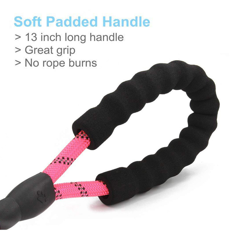 Ανακλαστικό λουρί σκύλου για μεγάλα σκυλιά Thicken Nylon Dog Leash Dropshipping Άνετη λαβή με επένδυση ανθεκτικό σχοινί έλξης για κατοικίδια