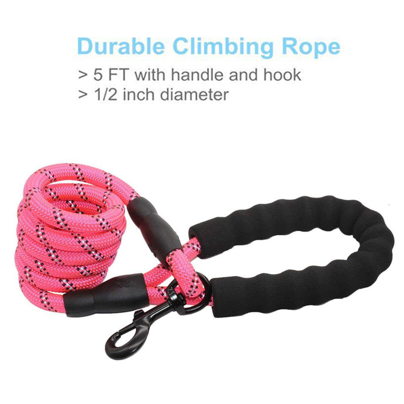 Ανακλαστικό λουρί σκύλου για μεγάλα σκυλιά Thicken Nylon Dog Leash Dropshipping Άνετη λαβή με επένδυση ανθεκτικό σχοινί έλξης για κατοικίδια