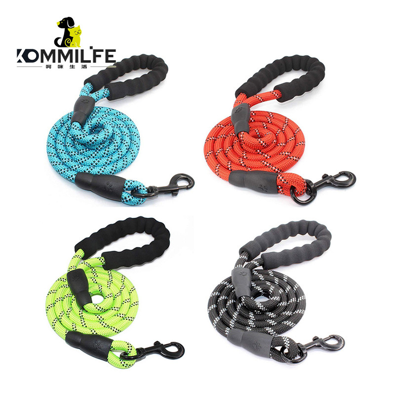 Ανακλαστικό λουρί σκύλου για μεγάλα σκυλιά Thicken Nylon Dog Leash Dropshipping Άνετη λαβή με επένδυση ανθεκτικό σχοινί έλξης για κατοικίδια