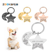 Pisici Câini Etichete de identificare Luna și stea personalizate pentru zgarda mici și mari Accesorii pentru animale de companie Breloc cu nume Etichete cu nume personalizate gravate