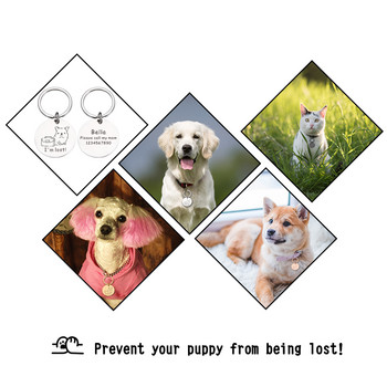 Εξατομικευμένο Δωρεάν Χαρακτική Dog ID Tag Όνομα Καθρέφτης Κρεμαστό κολάρο Anti-Lost Προσαρμοσμένα αξεσουάρ για Puupy Dropshipping