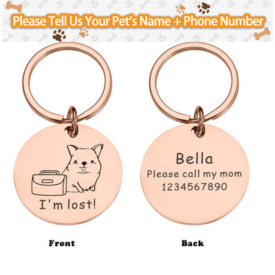 Personalizirano besplatno graviranje ID oznake psa Pločica s imenom Ogledalo Anti-Lost Ogrlica Privjesak Prilagođeni dodaci za Puupy Dropshipping