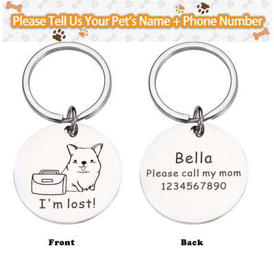 Personalizirano besplatno graviranje ID oznake psa Pločica s imenom Ogledalo Anti-Lost Ogrlica Privjesak Prilagođeni dodaci za Puupy Dropshipping