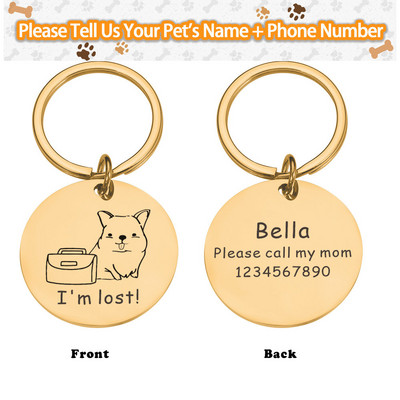 Personalizirano besplatno graviranje ID oznake psa Pločica s imenom Ogledalo Anti-Lost Ogrlica Privjesak Prilagođeni dodaci za Puupy Dropshipping