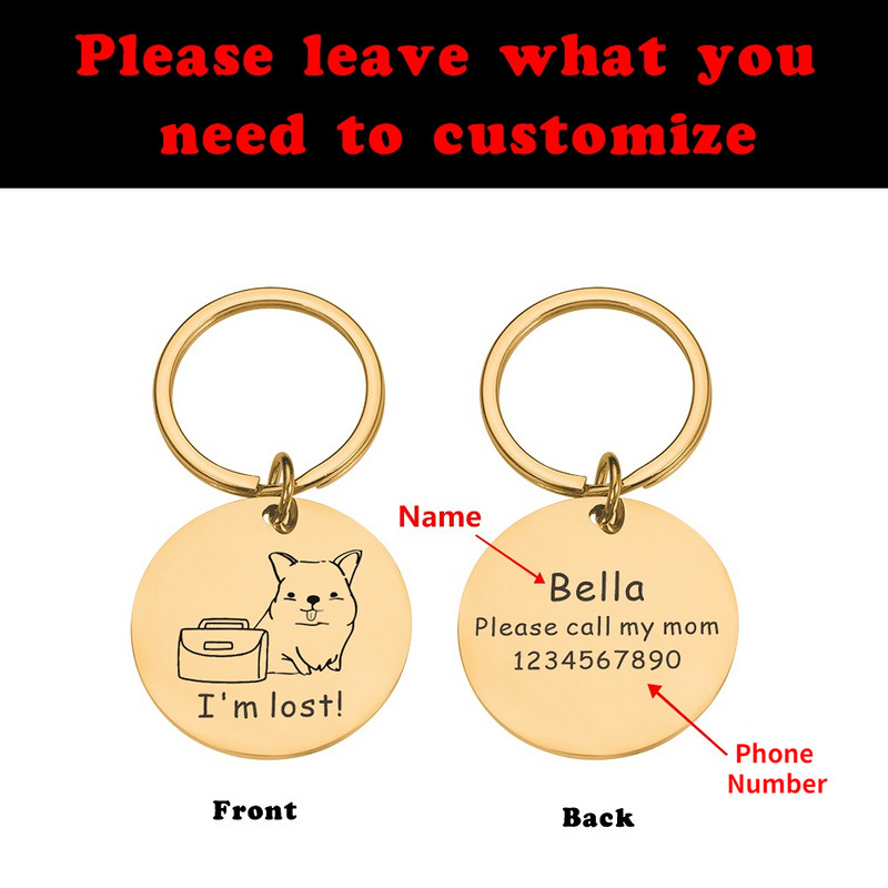 Personalizirano besplatno graviranje ID oznake psa Pločica s imenom Ogledalo Anti-Lost Ogrlica Privjesak Prilagođeni dodaci za Puupy Dropshipping