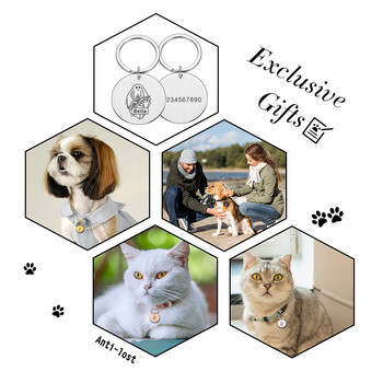 Προσαρμόσιμο γιακά σκύλου Ετικέτες διεύθυνσης για σκύλους Μετάλλιο με χαρακτικό όνομα Γατάκι κουτάβι Αξεσουάρ Πιάτο εξατομίκευσης αποκριών