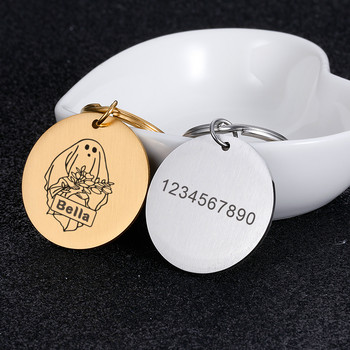 Персонализируеми нашийници за кучета Адресни етикети за кучета Медал с гравирано име Коте Кученце Аксесоари Хелоуин персонализираща табела