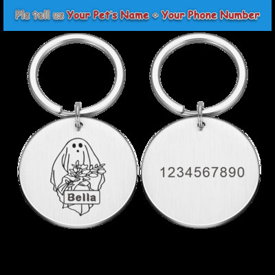 Προσαρμόσιμο γιακά σκύλου Ετικέτες διεύθυνσης για σκύλους Μετάλλιο με χαρακτικό όνομα Γατάκι κουτάβι Αξεσουάρ Πιάτο εξατομίκευσης αποκριών